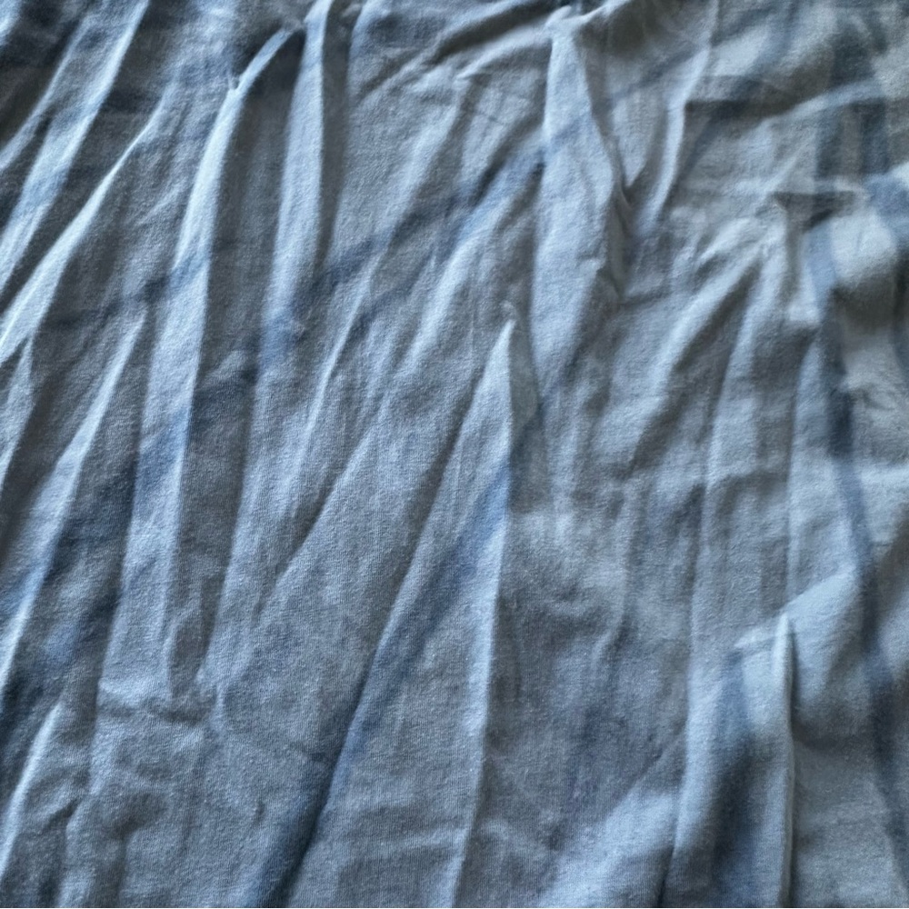 Michael Stars Blue Tie Dye Cotton T-Shirt Dress | Light Blue V-Neck Tee - Picture 5 of 13